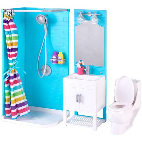 18-in Doll BATHROOM SHOWER Set LIGHT-UP VANITY for My Life As American ...