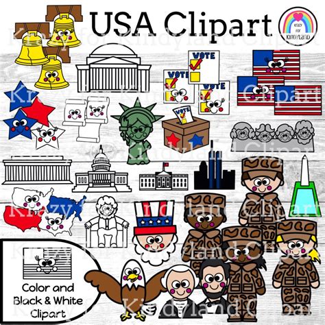 USA Clipart {Accents: Symbols, Soldier, Vote, Monuments, Statues, Flag ...