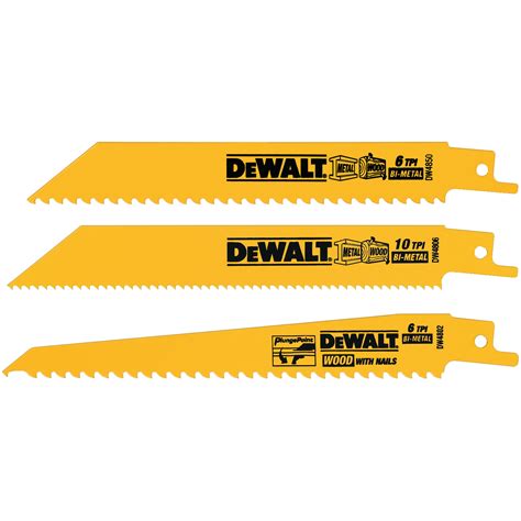 3 Piece Bi-Metal Reciprocating Saw Blade Set - DW4853 | DEWALT