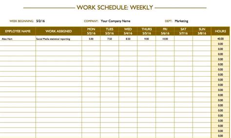 Excel Shift Schedule Template