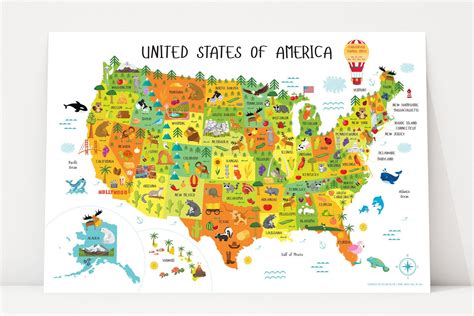 large detailed kids map of the usa usa maps of the usa - best rated in ...