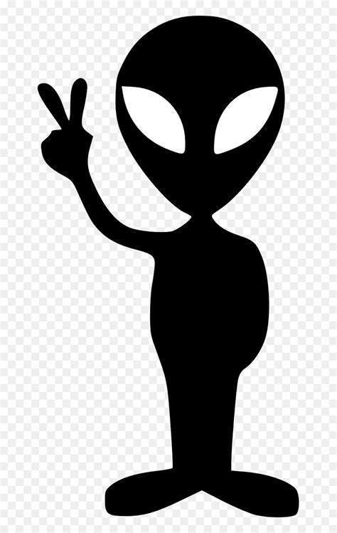 Alien Showing Victory Hand Sign - Alien Clipart Black And White, HD Png ...