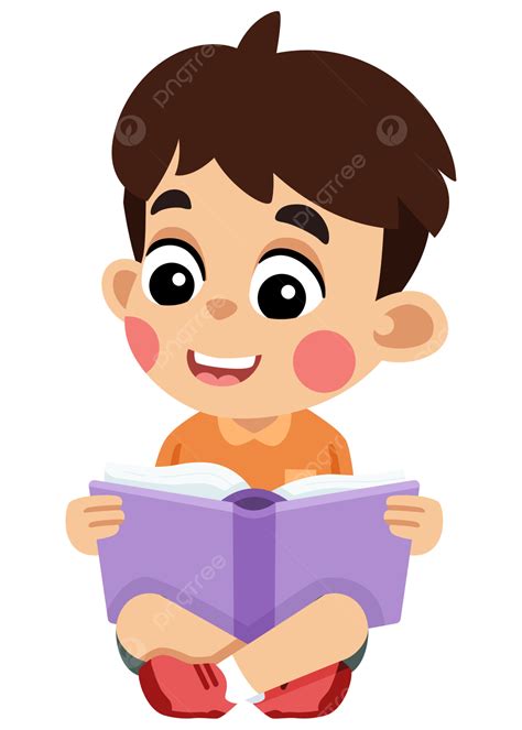 Children Read Book Clipart Gambar Kartun Anak Sedang Membaca Buku Png ...