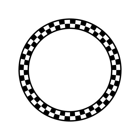 Black and white checkered circle frame. Checker board circular border ...