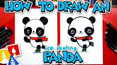 How To Draw A Cute Ice Skating Panda - YouTube