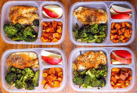 Meal Prep Lunch Bowls with Spicy Chicken, Roasted Lemon Broccoli, and ...