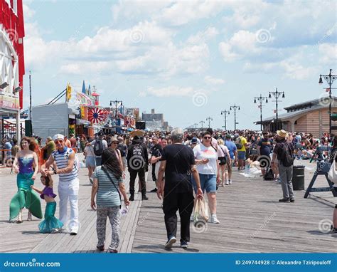 Coney Island Boardwalk during the Summer. Editorial Stock Photo - Image ...