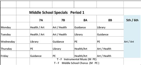 Middle School Schedule