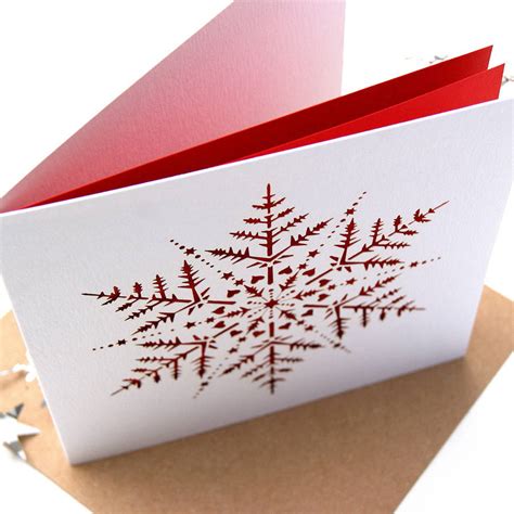 Christmas Card Laser Cut Snowflake In Red By The Hummingbird Card ...