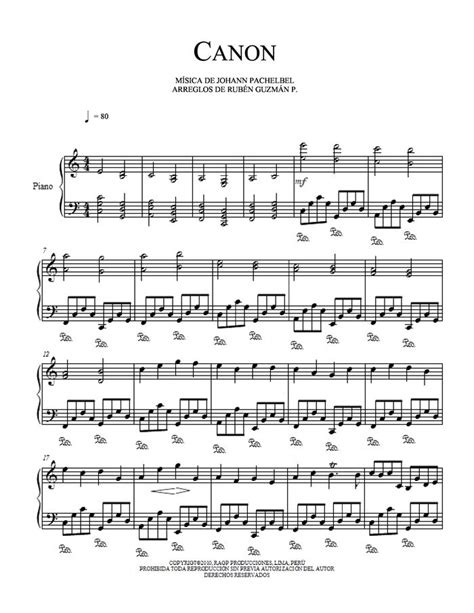 Canon In D Piano Sheet Music Advanced Pdf / Pachelbel Canon In D Sheet ...