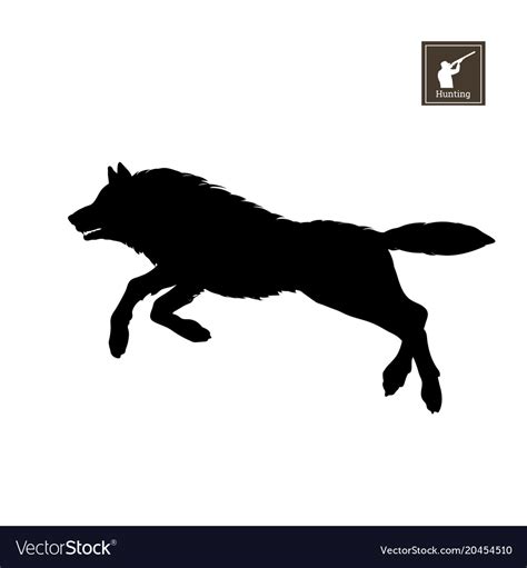 Black silhouette running wolf Royalty Free Vector Image