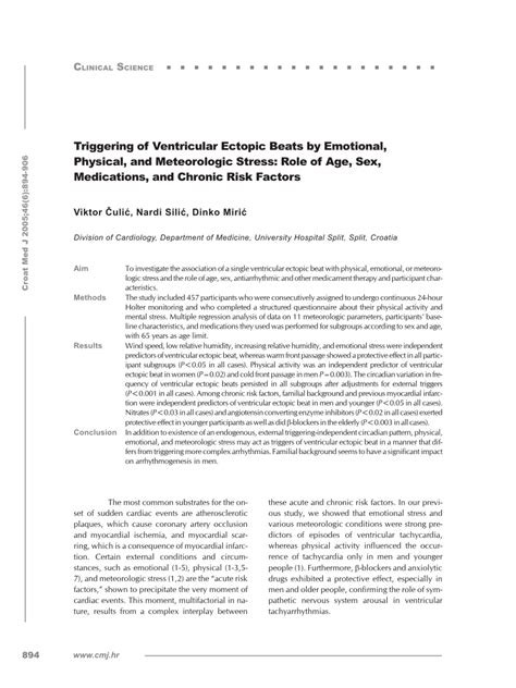 (PDF) Triggering of ventricular ectopic beats by emotional, physical ...