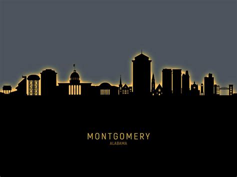 Montgomery Alabama Skyline Digital Art by Michael Tompsett - Fine Art ...