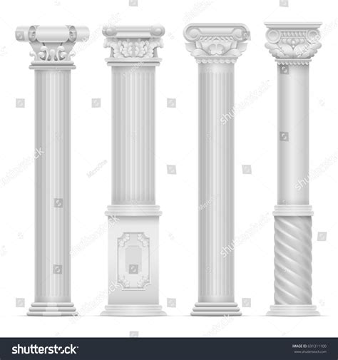 Realistic White Antique Roman Column Vector Stock Vector (Royalty Free ...