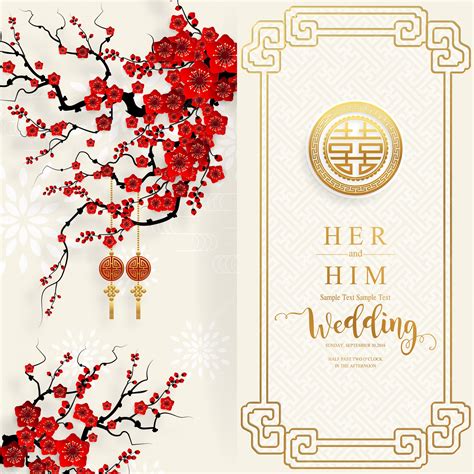 Premium Vector | Chinese oriental wedding invitation card templates ...