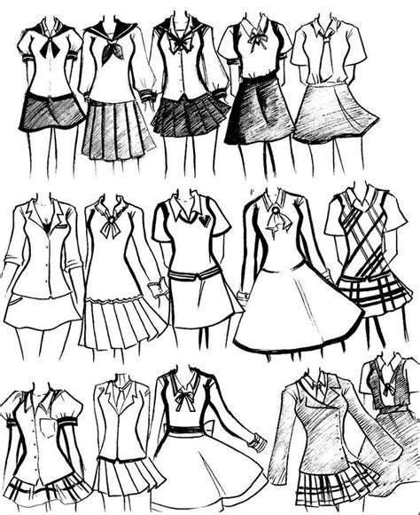 school uniforms by NeonGenesisEVARei on DeviantArt | Drawing anime ...