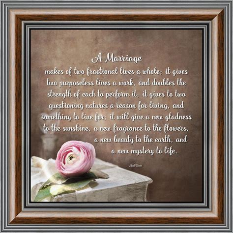 A Marriage, Mark Twain Poem, Picture Framed Wedding Gift for Bride and ...