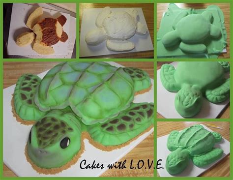 Sea Turtle Cake This was made with a 12" round cake and a small sheet ...