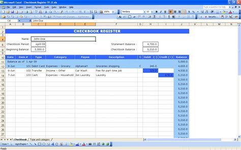 10 Elegant Excel Checkbook Balance Template | Project Spreadsheet for ...