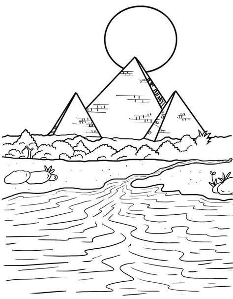 Nile River Landscape Coloring Page - Free Printable Coloring Pages for Kids