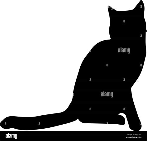 Black silhouette of cat isolated on white background. Vector ...