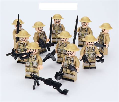 10pcs WW2 British Soldiers Army Compatible Lego WW2 Soldiers