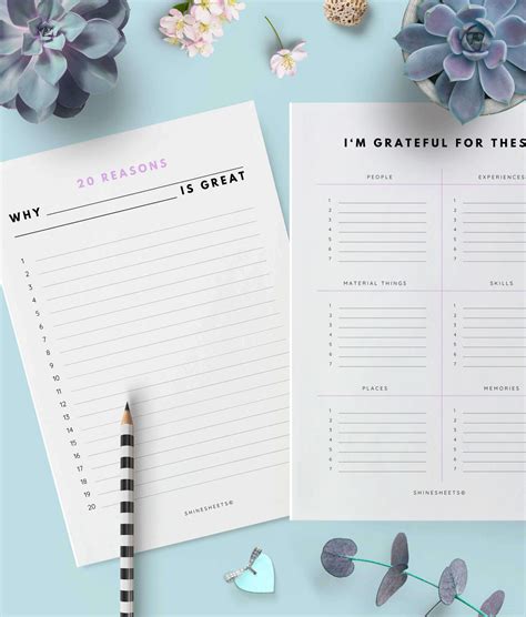 Gratitude Journal Printable (10 Pages) | ShineSheets