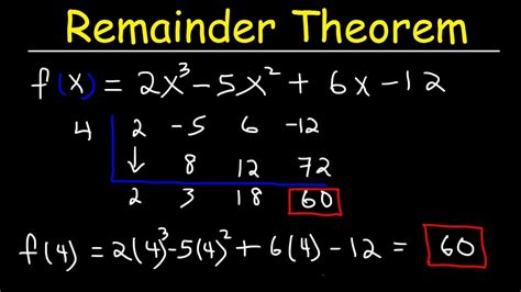 Remainder Theorem and Synthetic Division of Polynomials - YoutuBeRa...