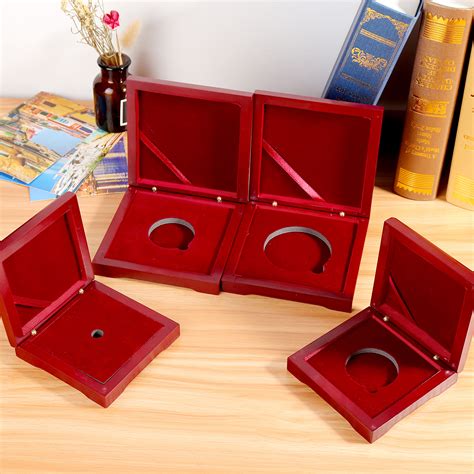 10-75mm Wooden Single Coin Display Storage Case Coin Collecting Box For ...