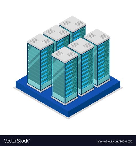 Data centre with server racks isometric 3d icon Vector Image