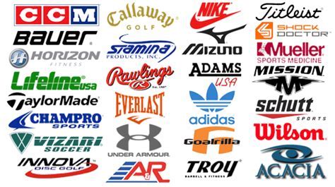 Sports equipment brands Logos