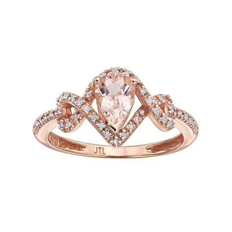 10k Rose Gold Morganite & 1/8 Carat T.W. Diamond Teardrop Ring, Women's ...