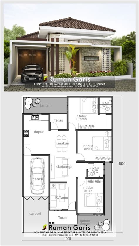 Desain Rumah Minimalis 10×15 | Minimalist house design, Minimal house ...