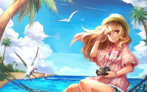 🔥 Download Anime Girl On The Beach Wallpaper by @thicks | Anime Beach ...