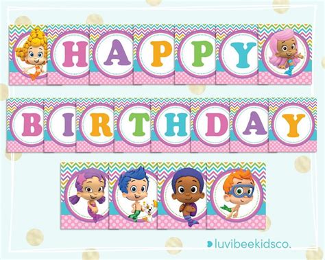 Bubble Guppies Happy Birthday Banner - Printable PDF Banner for Girls ...