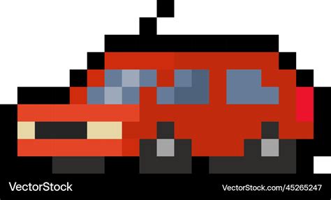 Red pixel car - isolated 8 bit Royalty Free Vector Image