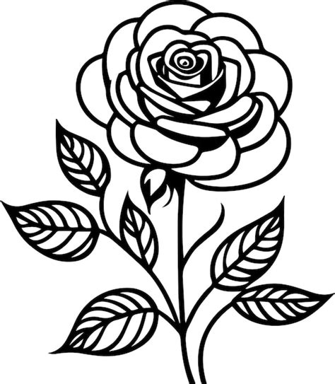 Premium Vector | Rose vector clipart black and white