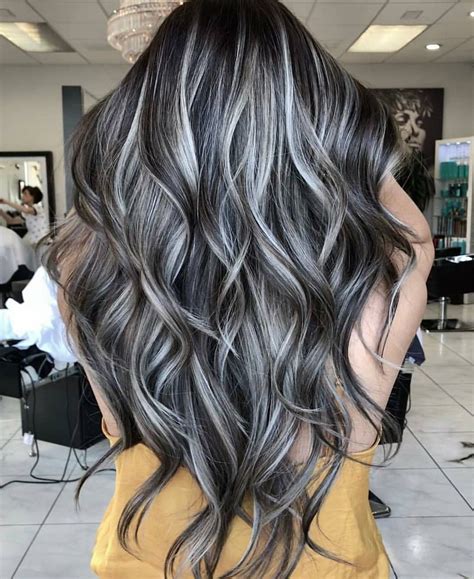 dark hair with silver highlights - waypointhairstyles