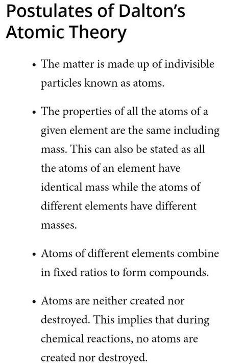 which postulate of Dalton's atomic theory is result of law of ...