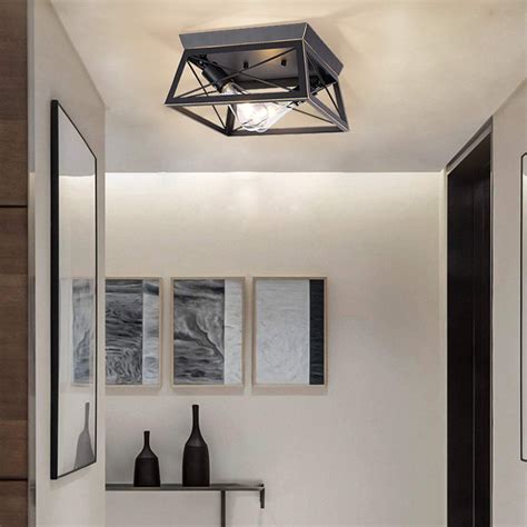 1/2 Lights Industrial Metal Ceiling Light Farmhouse Semi Flush Mount ...