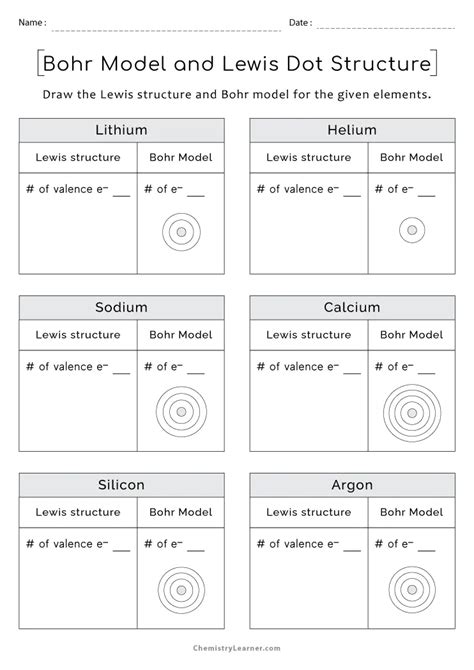 Free Printable Lewis Dot Structure and Bohr Model Worksheets