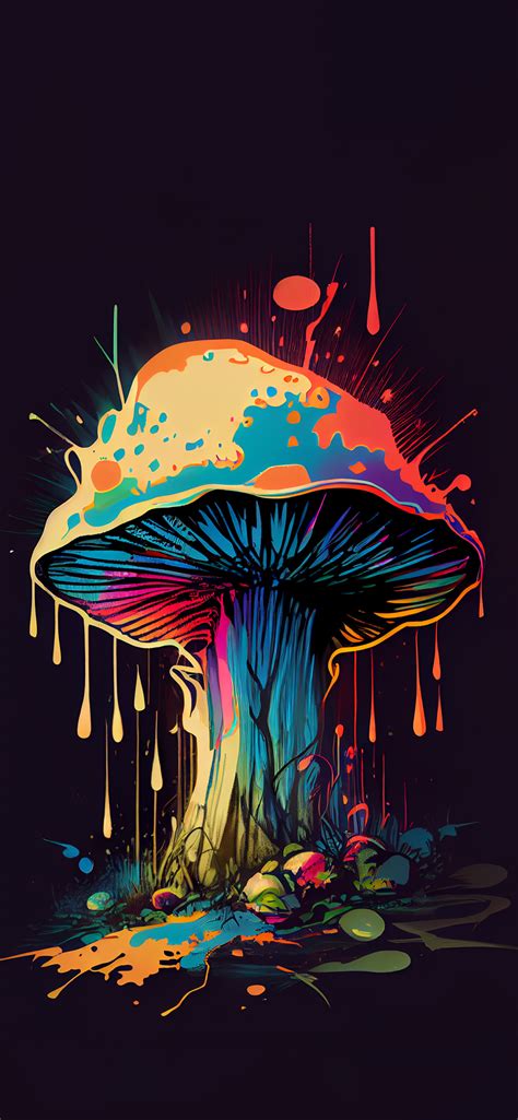 Colorful Trippy Mushroom Black Wallpapers - Mushroom Wallpaper