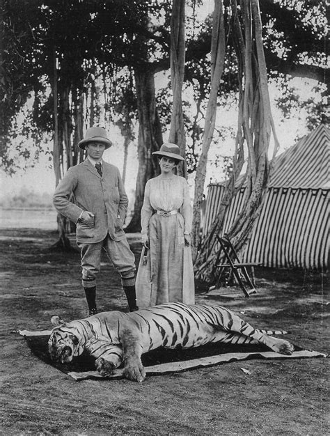 File:George Curzon with his wife posing with a hunted Bengal tiger ...