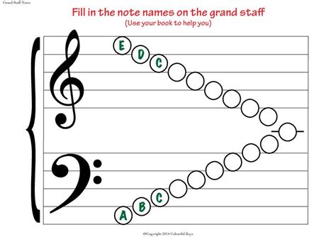 Grand Staff Blank Notes Worksheet for Note Naming Practice – Colourful ...