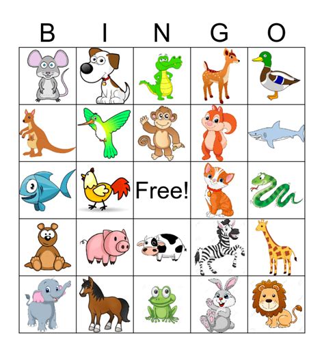 25 Printable Free Printable Animal Bingo Cards - Printable Word Searches