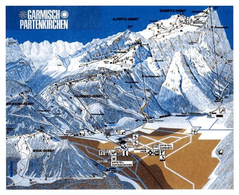 Large piste map of Garmisch-Partenkirchen Ski Resort - 1993 | Bavarian ...