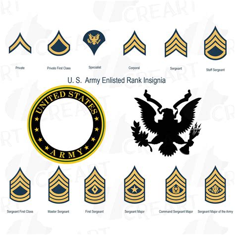 Us Army Enlisted Rank Insignia Collection Military Frame Clip Art Pack ...