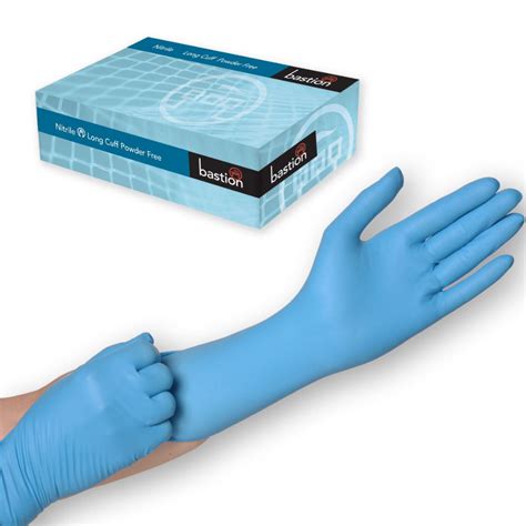 Blue Nitrile Long Cuff Powder Free Disposable Gloves - 50 Pairs per Bo ...