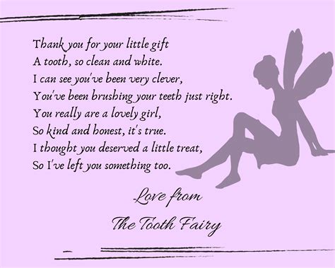 Tooth Fairy Poem Boy and Girl downloadable print | Etsy