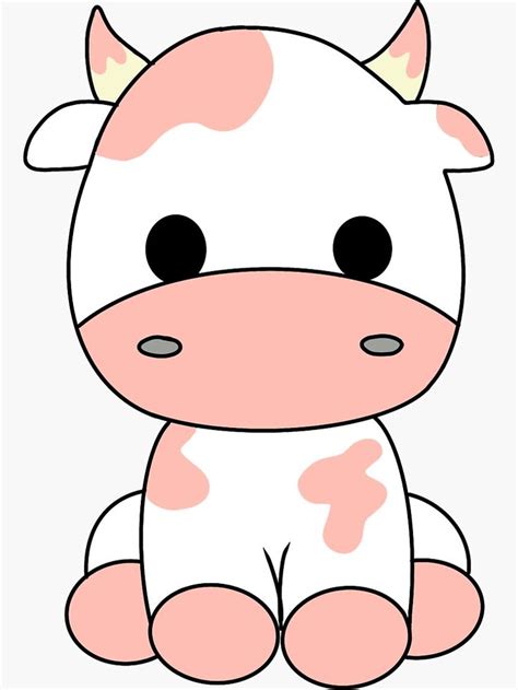 Cute strawberry cow? Sticker by Moa Sjölander | Cute little drawings ...